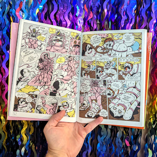 Lustige Comic-Szene aus 'Fungirl – Zwei brandneue Abenteuer': Fungirls absolute Ehrlichkeit und ihr unerschrockener Charakter sorgen für turbulente Momente. Ein Comic, der mit Charme und Witz überzeugt!