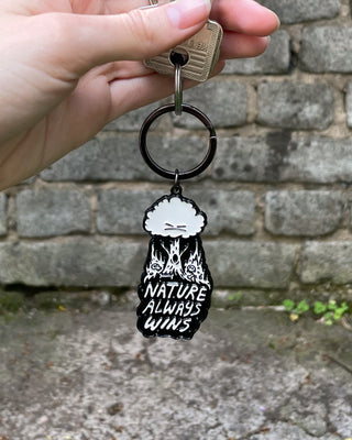 Nature Always Wins Enamel Metal Keychain