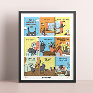 Cat's Guide to a Successful Day Signed Print