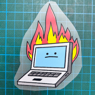 Laptop on Fire Textile Sticker