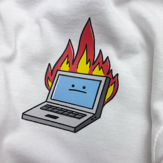 Laptop on Fire Textile Sticker