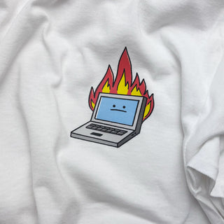 Laptop on Fire Textile Sticker
